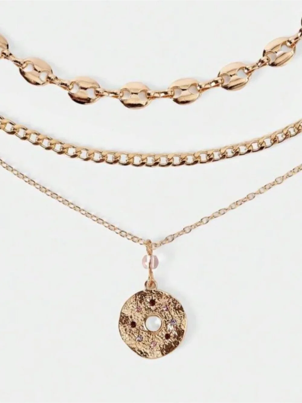 New! Gold Pigs Nose Chain Necklace Stack Set NWOT (4003)